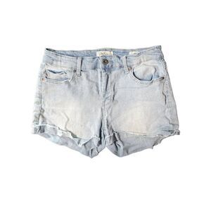 Jessica Simpson Forever Rolled Midi Jean Shorts Blue Denim Stretch SIZE 29